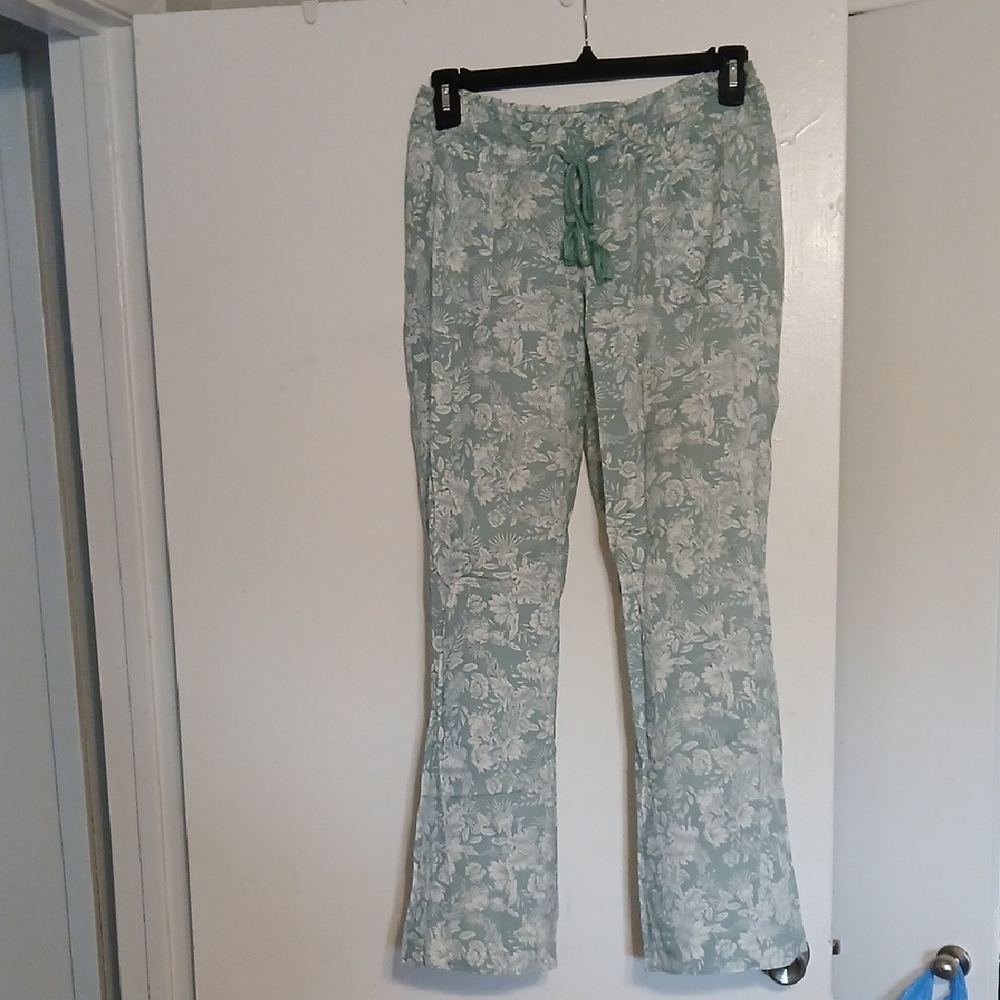 Roxy Light Green Floral Drawstring Pants